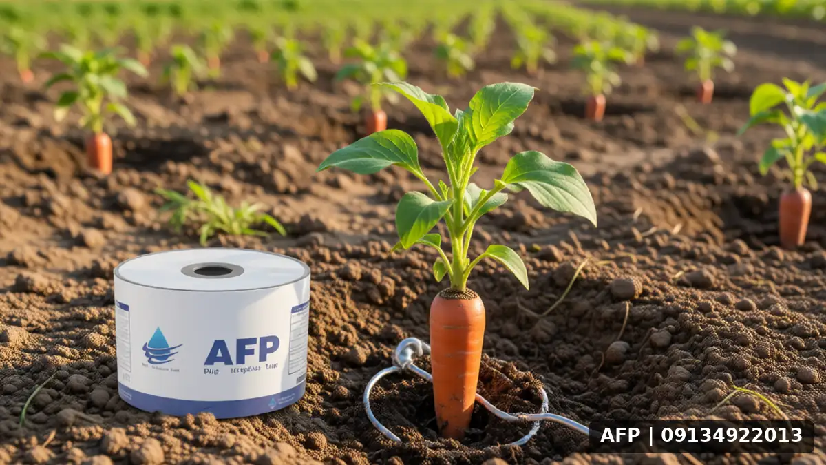 آبیاری قطره‌ای در کشت هویج - نمای کلی